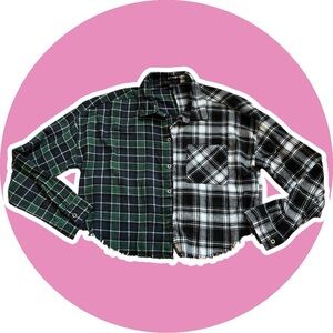 Faded Rose // Split Plaid // Cropped Shirt
